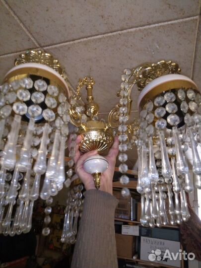 Люстра хрусталь/фарфор/позолоченный СССР