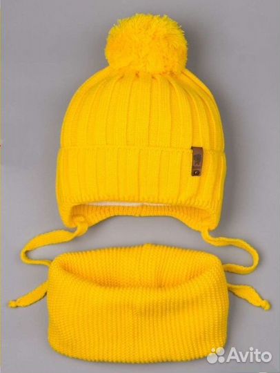 Шапка детская демисезонная для мальчика + снуд