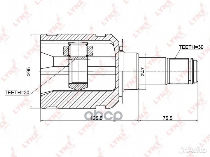 Шрус внутр.toyota land cruiser prado(120) 2.7-4