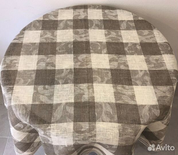 Скатерть льняная круглая 161см -№1, серая клетка