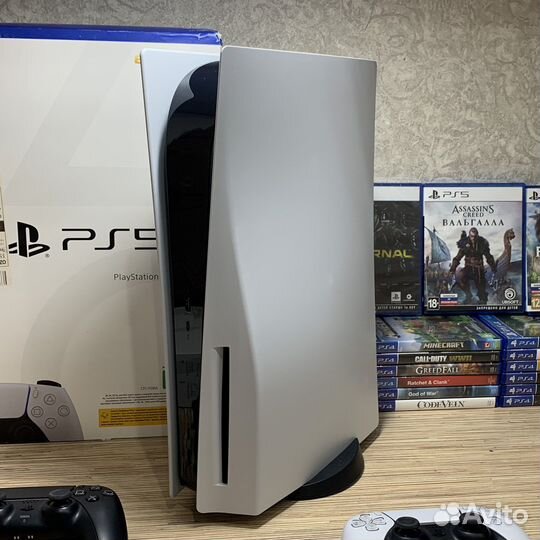 PS5 С Дисководом + 2Джостика + 50Игр Коробка