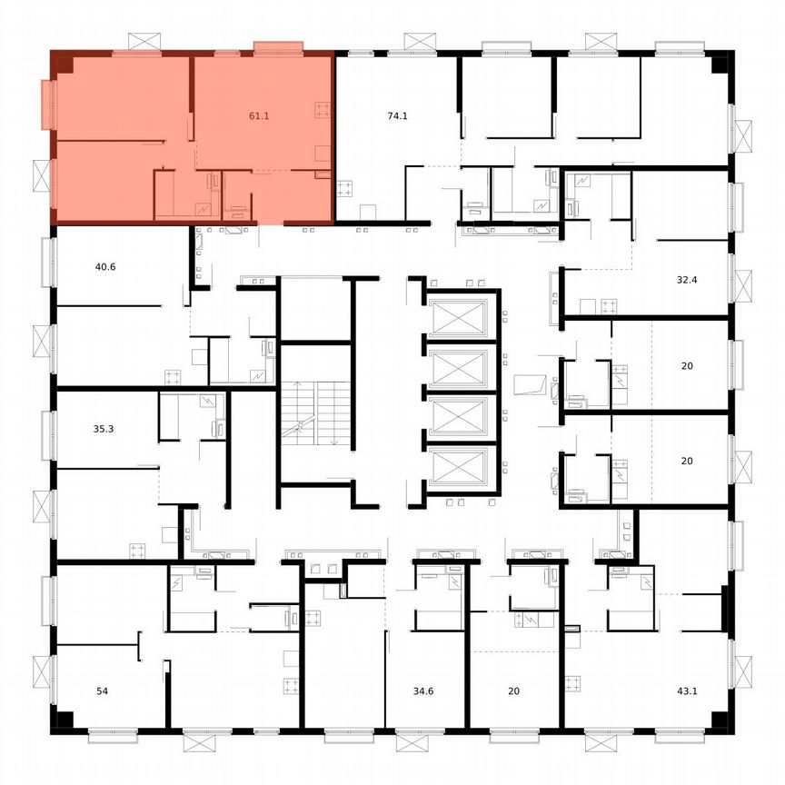 2-к. квартира, 58,8 м², 3/28 эт.