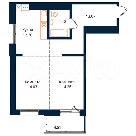 2-к. квартира, 62,6 м², 18/18 эт.