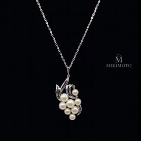 Серебряный кулон mikimoto «Виноград» с Акойя-жемчу