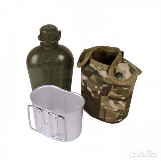 Фляга US army в чехле +алюминиевый котелок реплика