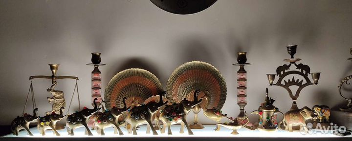 Статуэтки слоны, бронза, латунь