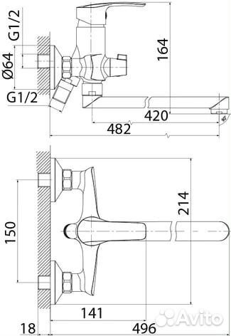 Смеситель д/ванны iddis Ray арт. sbl2i10wa