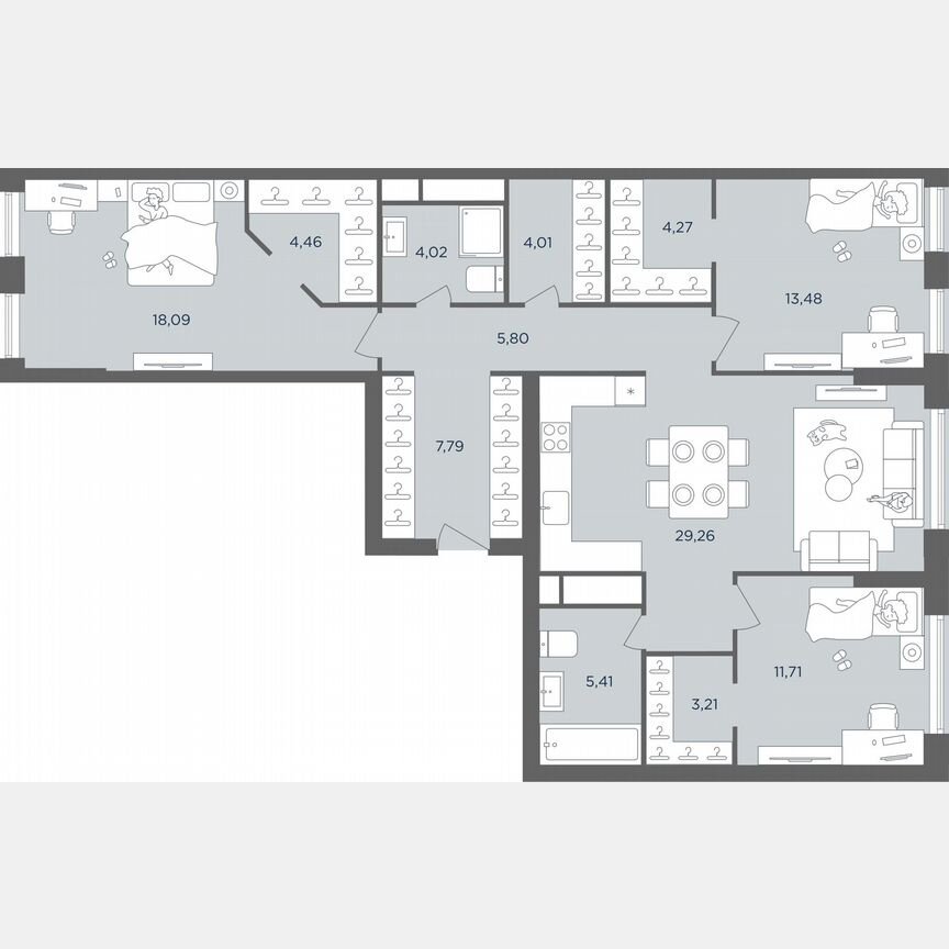 3-к. квартира, 111,5 м², 18/41 эт.