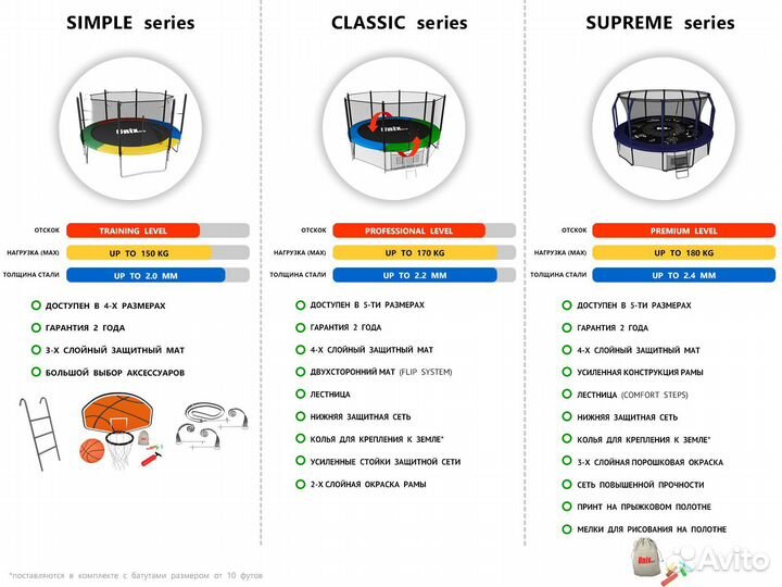 Батут unix line Simple 8 ft Color (inside)