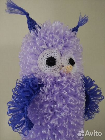 Мочалка-игрушка ручной работы Сова