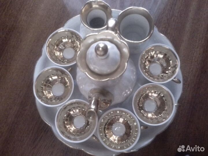 Кофейный сервиз СССР позолоченный фарфоровый