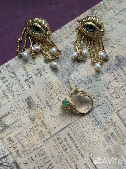 Серьги глаза око в стиле Скиапарели