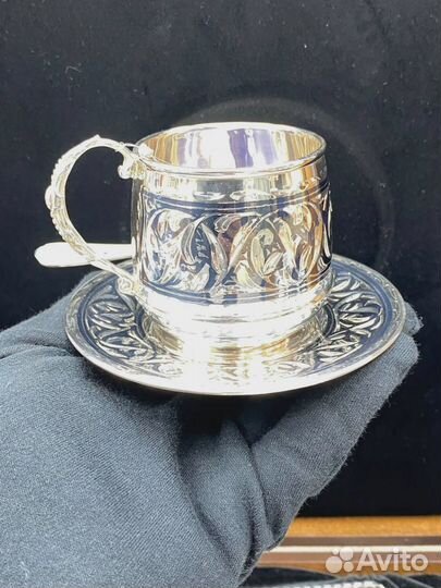 Кофейная пара из серебра на 170 мл