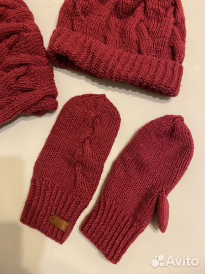 Шапка женская вязаная снуд варежки