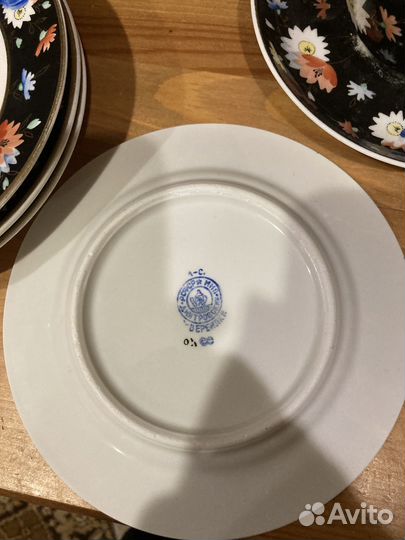 Фарфор Вербилки Полевые цветы на черном