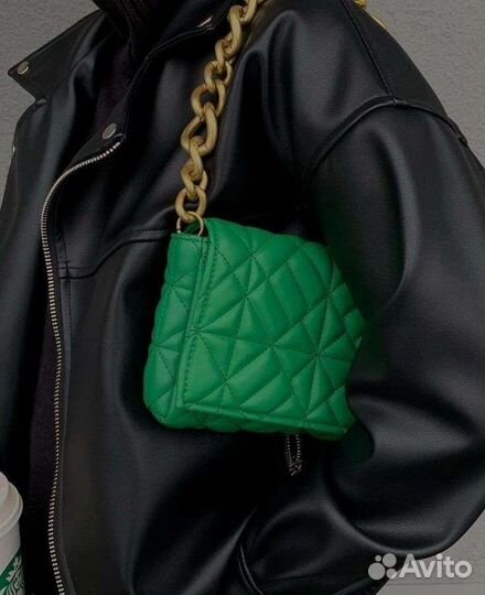 Зеленая стеганая сумка zara оригинал