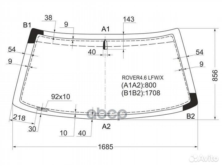 Стекло лобовое LR range rover 5D SUV 94-00 rove