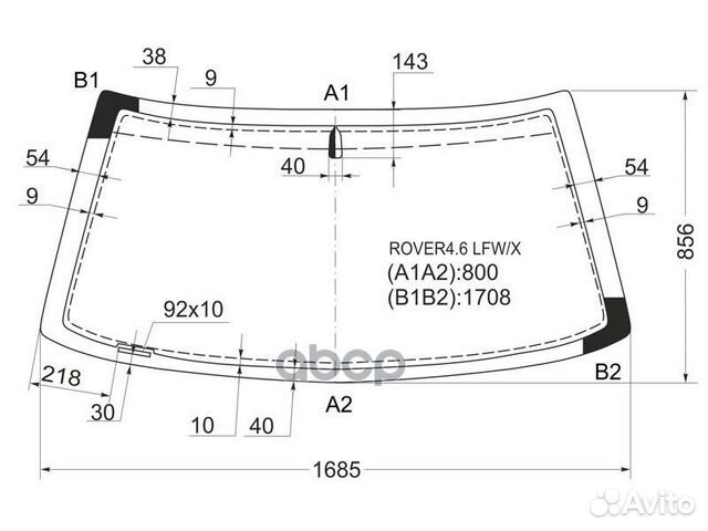 Стекло лобовое LR range rover 5D SUV 94-00 rove