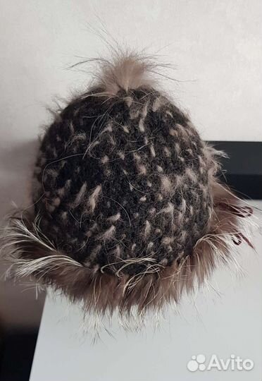 Шапка вязанная чернобурка
