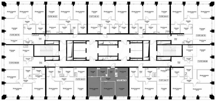 2-к. квартира, 64 м², 45/55 эт.