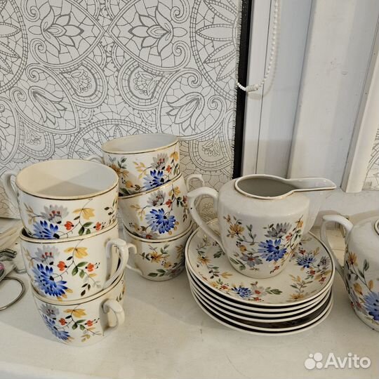 Редкий чайный сервиз СССР васильки песочное 1962 г