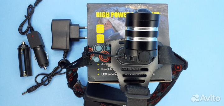 Налобный Армейский Фонарь с зум Аккумуляторный