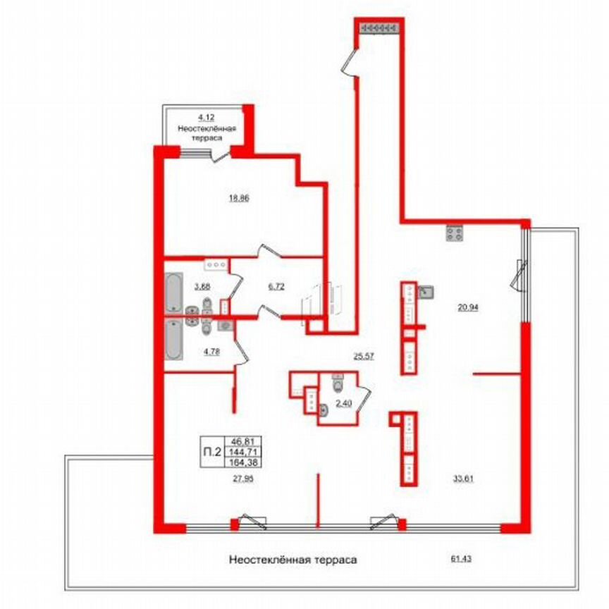 2-к. квартира, 145,9 м², 10/10 эт.