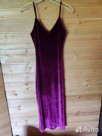 Бархатное платье бордо xs