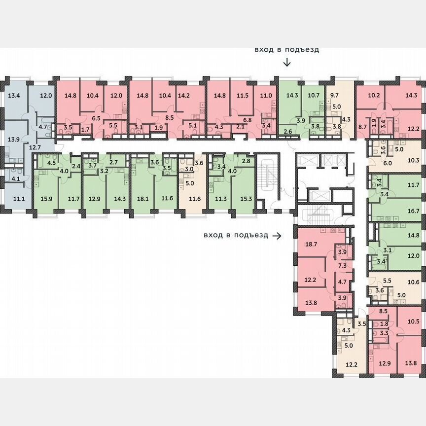 2-к. квартира, 50,8 м², 8/19 эт.