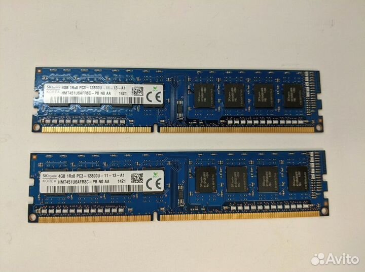 Hynix 8GB DDR3 (2шт по 4GB ) PC3 1.5V PC3L 1.35V