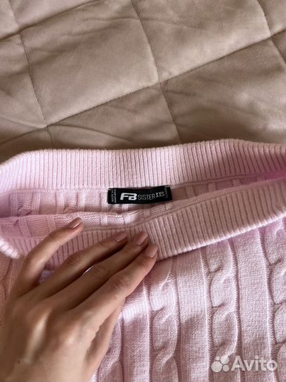 Вязанный костюм женский розовый