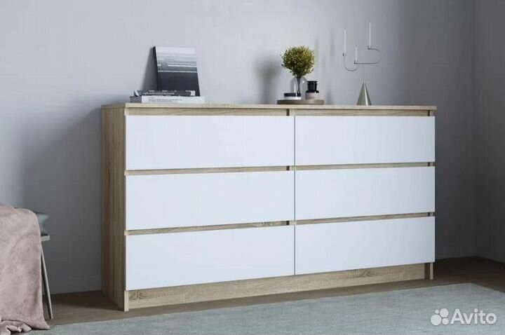 Комод Мори мк 1380.6 Белый, Графит, Белы+Сонома