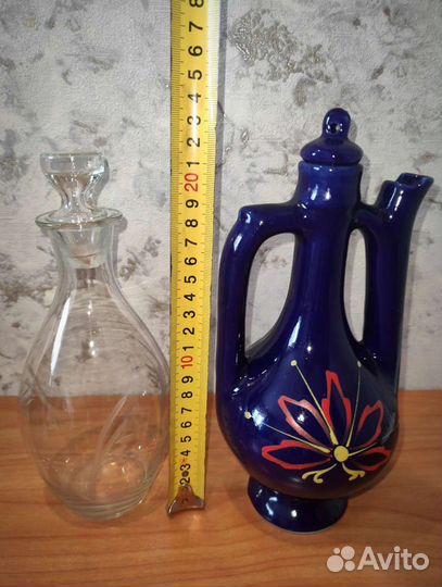 Графин стекло, кувшин фарфор. кобальт СССР