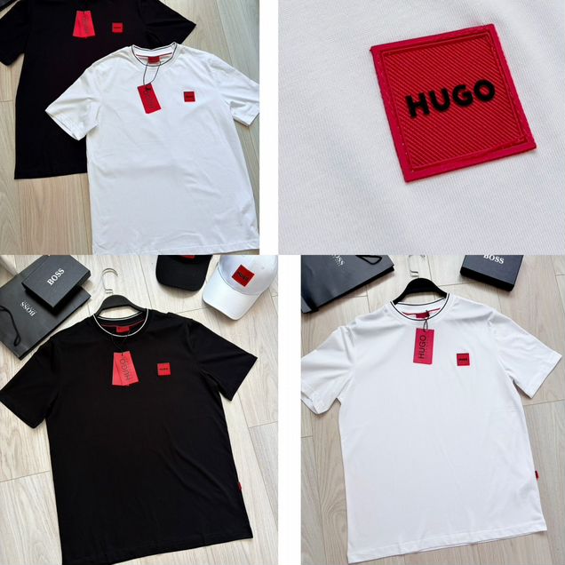 Футболка Hugo Boss белая/чёрная мужская хлопок