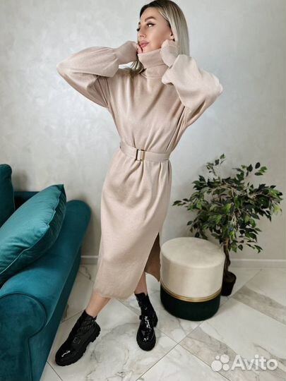 Платье трикотажное женское теплое