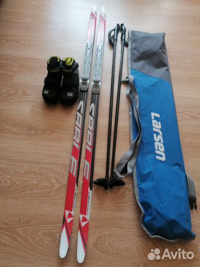 Лыжи беговые, ботинки, палки, чехол