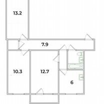 3-к. квартира, 57,2 м², 4/5 эт.