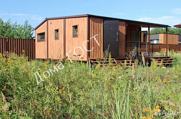 Модульный дом 7x7.2м Светлый орех