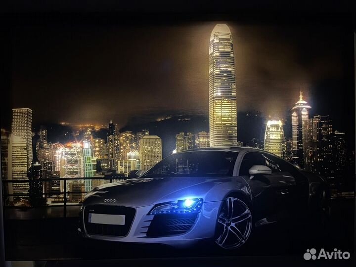 Картина по фото вашей машины со светящимися фарами