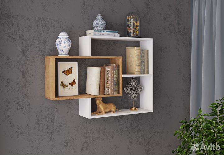 Полка навесная пнм-1 белый/дуб крафт золотой