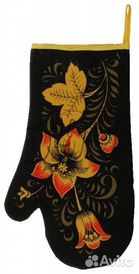 Рукавица Хохлома (чёрная) (5063)