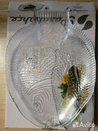 Блюдо для рыбы из закаленного стекла 25*36