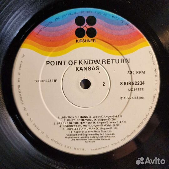 Kansas Point Of Know Return lp uk 1st press