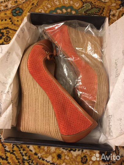 Туфли кожаные на танкетке 38