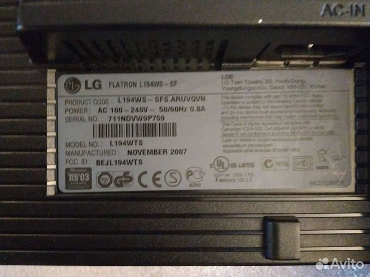 ЖК Монитор LG flatron L194WS, 19 дюймов