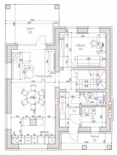 Дом 152,8 м² на участке 11,6 сот.
