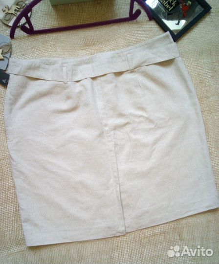 Юбка женская летняя 50 лён-хлопок новая Европа