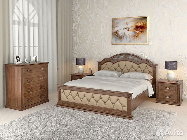 Кровать серия Лаура из натурального дерева