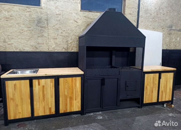 Мангальный комплекс гриль с печью для казана