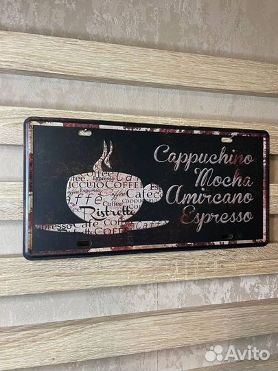 Декор на стену фактурная табличка Coffee